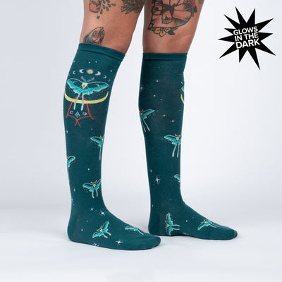 Women's Knee High: Mystic Moth | Glows in the dark!! Socks Sock It to Me  Paper Skyscraper Gift Shop Charlotte