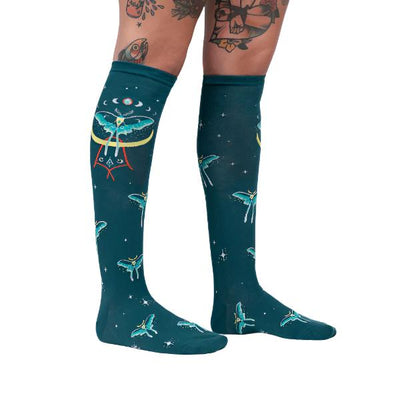 Women's Knee High: Mystic Moth | Glows in the dark!! Socks Sock It to Me  Paper Skyscraper Gift Shop Charlotte