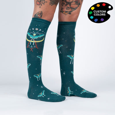 Women's Knee High: Mystic Moth | Glows in the dark!! Socks Sock It to Me  Paper Skyscraper Gift Shop Charlotte