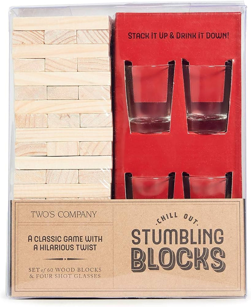 Stumbling Blocks Incl.4 Shot Glass/60 Wood Pc  Two&