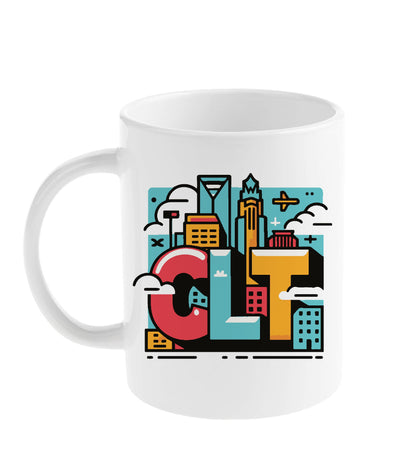 Vibrant CLT Mug Mugs Paper Skyscraper  Paper Skyscraper Gift Shop Charlotte