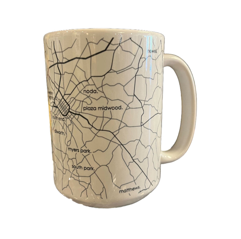 Home Town Maps 15 oz Ceramic Mug Coffee Well Told  Paper Skyscraper Gift Shop Charlotte