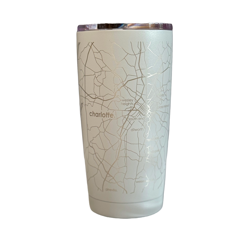 Charlotte NC Map 20 oz Insulated Pint Tumbler Dockside Gray Glasswear Well Told  Paper Skyscraper Gift Shop Charlotte