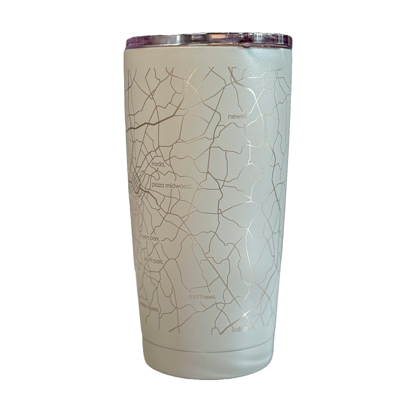 Charlotte NC Map 20 oz Insulated Pint Tumbler Dockside Gray Glasswear Well Told  Paper Skyscraper Gift Shop Charlotte