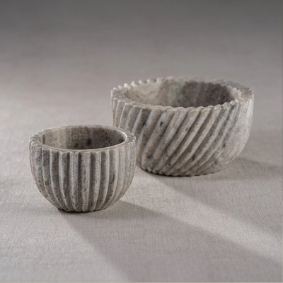 Small | Whispering Ribbed Marble Bowl 4"x2.5" Home Decor Zodax  Paper Skyscraper Gift Shop Charlotte