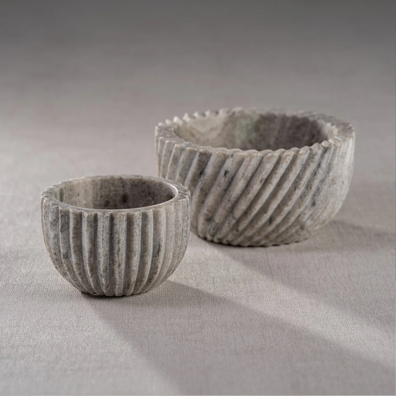 Small | Whispering Ribbed Marble Bowl 4"x2.5" Home Decor Zodax  Paper Skyscraper Gift Shop Charlotte