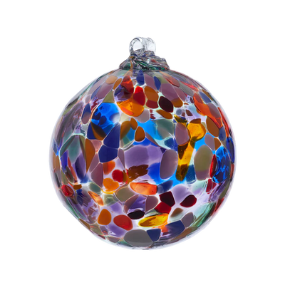 Holdiay Calico Orbs | Brights | 6" Home Decor Kitras Art Glass, Inc.  Paper Skyscraper Gift Shop Charlotte