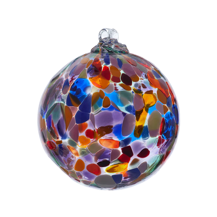 Holdiay Calico Orbs | Brights | 6" Home Decor Kitras Art Glass, Inc.  Paper Skyscraper Gift Shop Charlotte