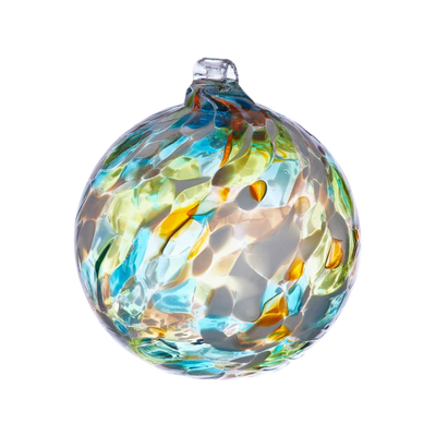 Holdiay Calico Orbs | Frost | 6" Home Decor Kitras Art Glass, Inc.  Paper Skyscraper Gift Shop Charlotte