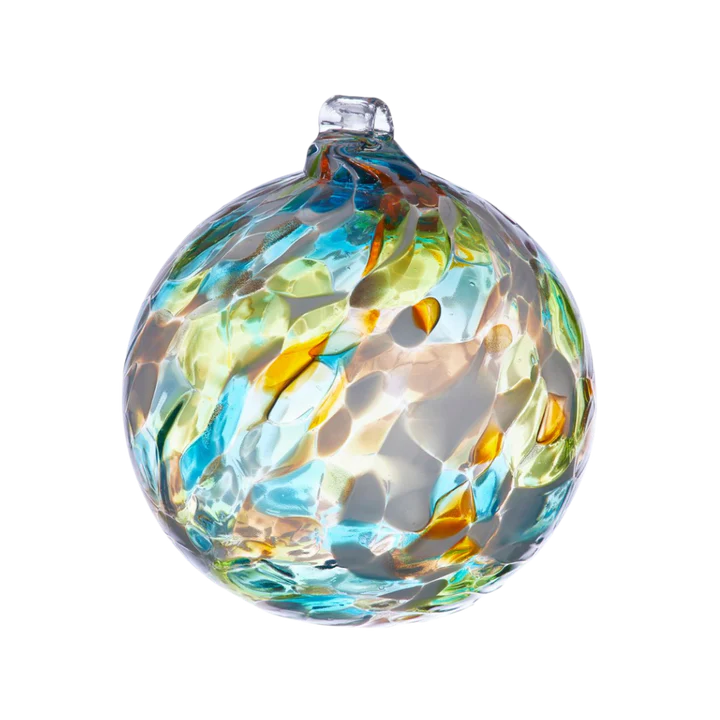 Holdiay Calico Orbs | Frost | 6" Home Decor Kitras Art Glass, Inc.  Paper Skyscraper Gift Shop Charlotte