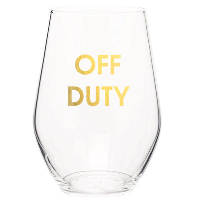 Off Duty - Gold Foil Wine Glass Cards Chez Gagné  Paper Skyscraper Gift Shop Charlotte