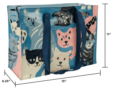 Should Tote | Happy Cats Tote Bags Blue Q  Paper Skyscraper Gift Shop Charlotte