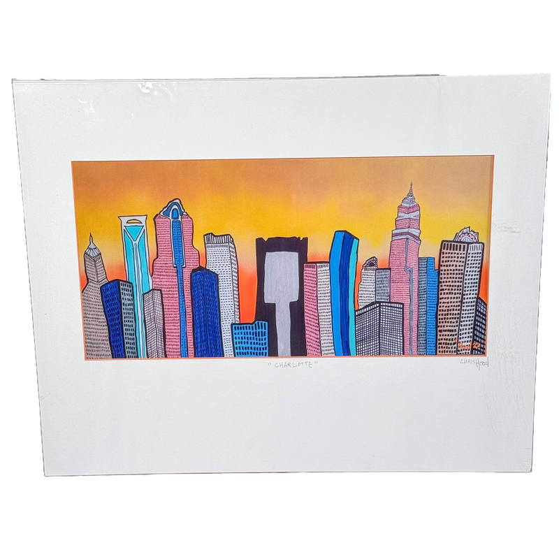 Chris Hood | Sunburst 2024 Charlotte Skyline Print | 16 x 20 Prints Chris Hood  Paper Skyscraper Gift Shop Charlotte