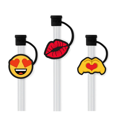 Valentine's Day Emoji Straw Topper Set Drinkware Swig  Paper Skyscraper Gift Shop Charlotte