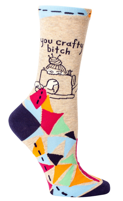 Women's Crew Socks - Crafty Bitch Apparel & Accessories - Socks Blue Q Paper Skyscraper Gift Shop Charlotte