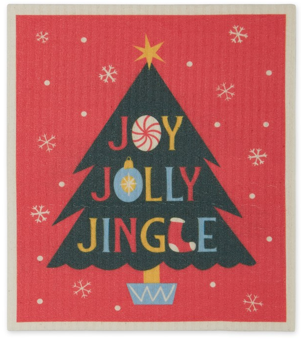 Joy Jolly Jingle Swedish Dishcloth Holiday Design Imports India  Paper Skyscraper Gift Shop Charlotte