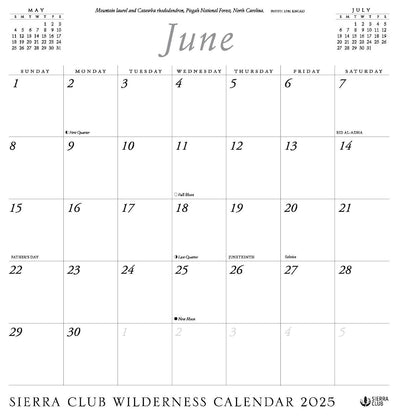 Sierra Club Wilderness Calendar 2025 BOOK Chronicle  Paper Skyscraper Gift Shop Charlotte