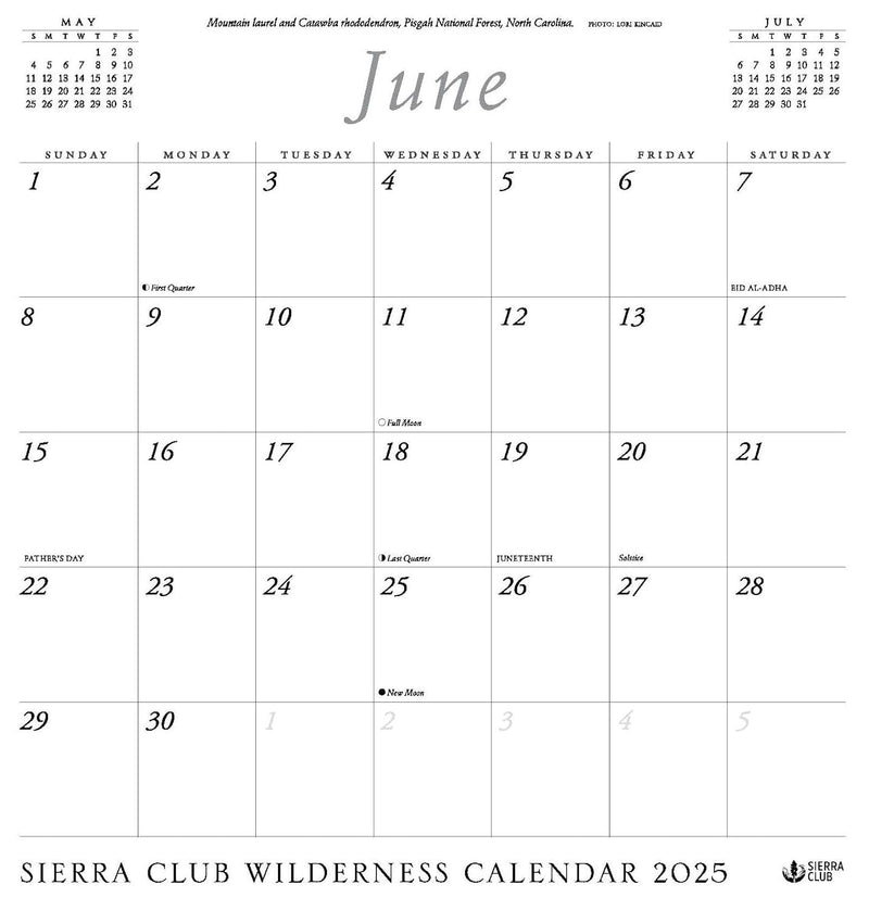 Sierra Club Wilderness Calendar 2025 BOOK Chronicle  Paper Skyscraper Gift Shop Charlotte