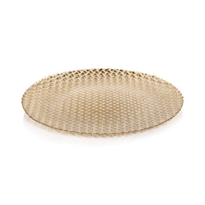 Braided Glass Plate | Gold, 13" Home Decor Zodax  Paper Skyscraper Gift Shop Charlotte