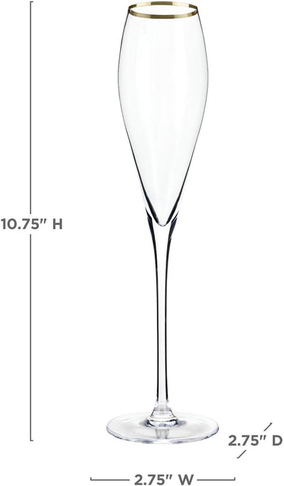 Gold-Rimmed Crystal Champagne Flutes by Viski Glassware True Fabrications  Paper Skyscraper Gift Shop Charlotte