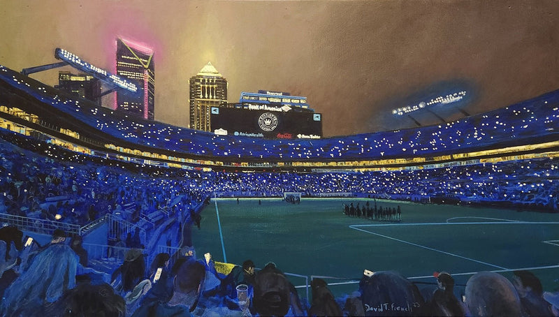 A- Soccer Night in CLT Print prints David French  Paper Skyscraper Gift Shop Charlotte