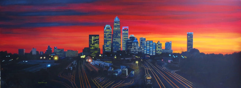 A - Switchyard Sunset" 2015 Print" prints David French  Paper Skyscraper Gift Shop Charlotte