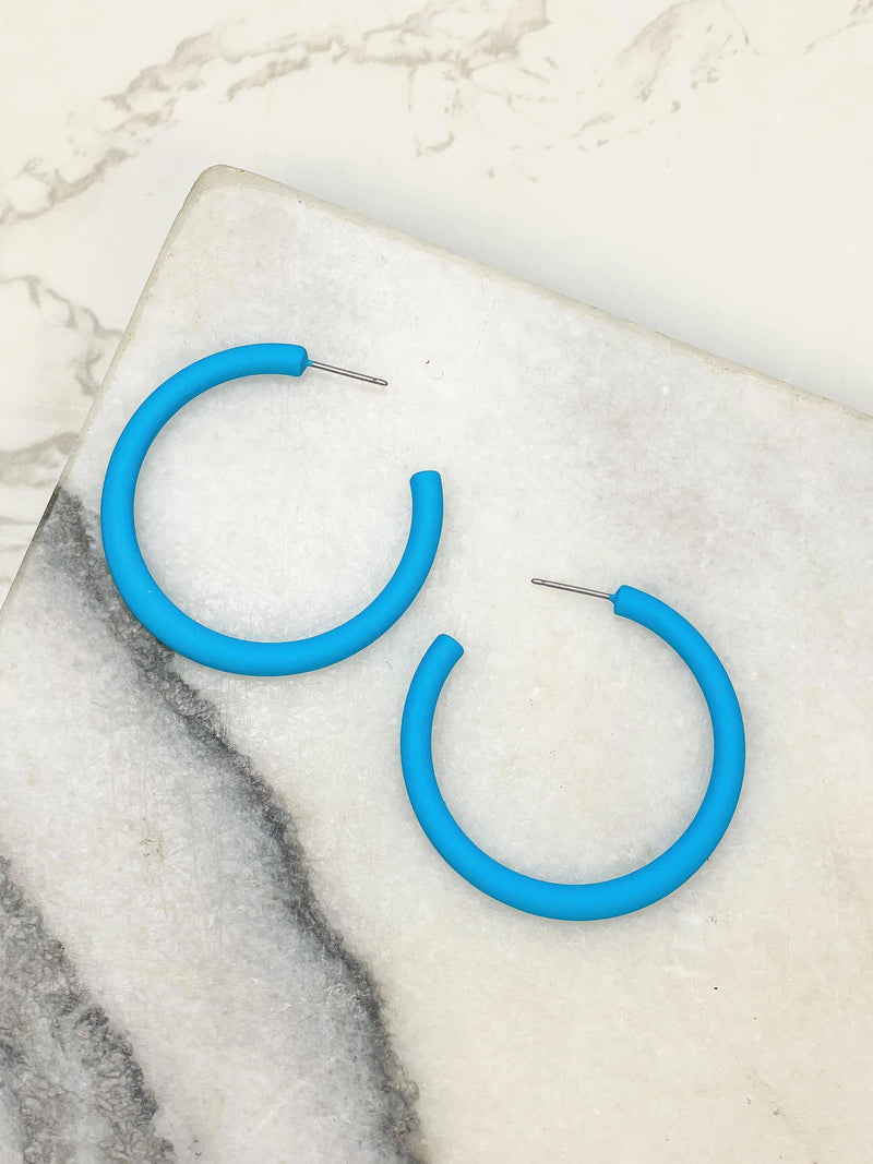 The Classic Enamel Hoop Earrings: Blue  Prep Obsessed Wholesale  Paper Skyscraper Gift Shop Charlotte