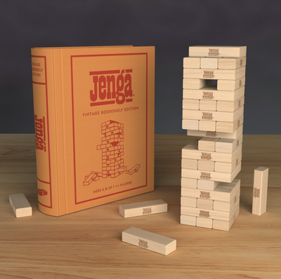 Jenga | Vintage Bookshelf Edition  WS Game Company  Paper Skyscraper Gift Shop Charlotte