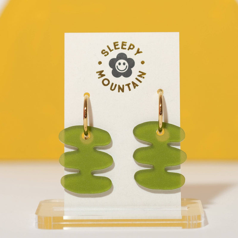 Abstract Hoop Earrings - Olive Bubble Bar Earrings Sleepy Mountain  Paper Skyscraper Gift Shop Charlotte