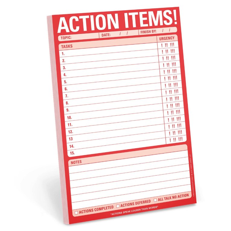 Action Items! Pad Notepads Knock Knock  Paper Skyscraper Gift Shop Charlotte