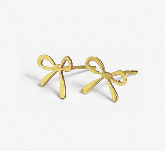 Alice Brass Bow Post Earrings 18K Jewelry ink + alloy  Paper Skyscraper Gift Shop Charlotte