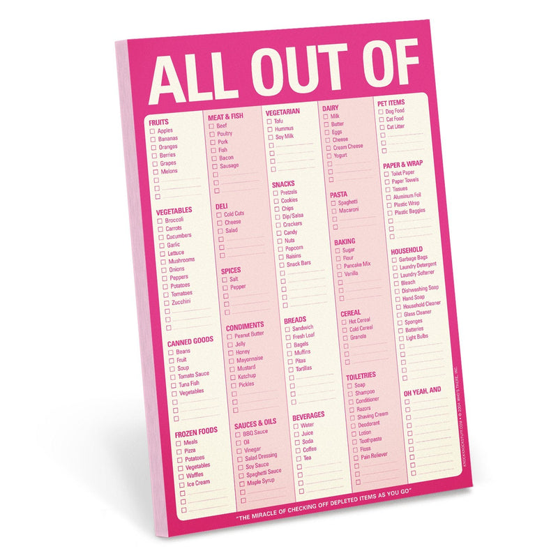 All Out Of Pad Pink Notepads Knock Knock  Paper Skyscraper Gift Shop Charlotte