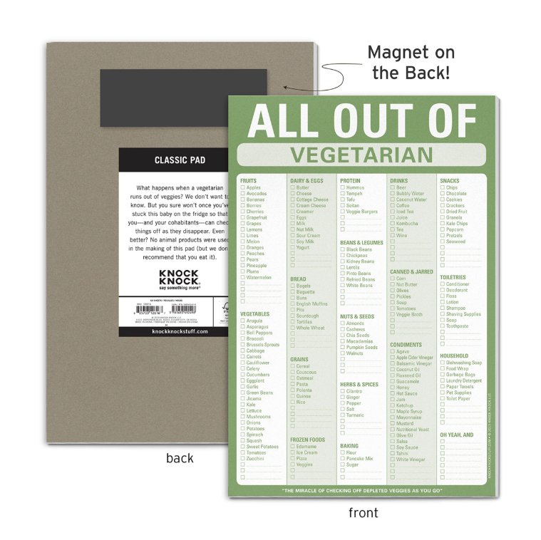 All Out Of Pad With Magnet | Vegetarian Notepads Knock Knock  Paper Skyscraper Gift Shop Charlotte