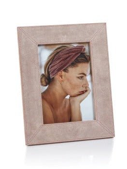 Amalfi Blush Suede Lux Photo Frame | 5x7 Photo Frames Zodax  Paper Skyscraper Gift Shop Charlotte