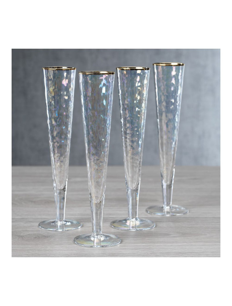 Aperitivo Slim Champagne Flute with Gold Rim Drinkware Zodax  Paper Skyscraper Gift Shop Charlotte