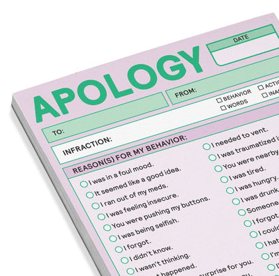 Apology Nifty Note Pad | Pastel Notepads Knock Knock  Paper Skyscraper Gift Shop Charlotte