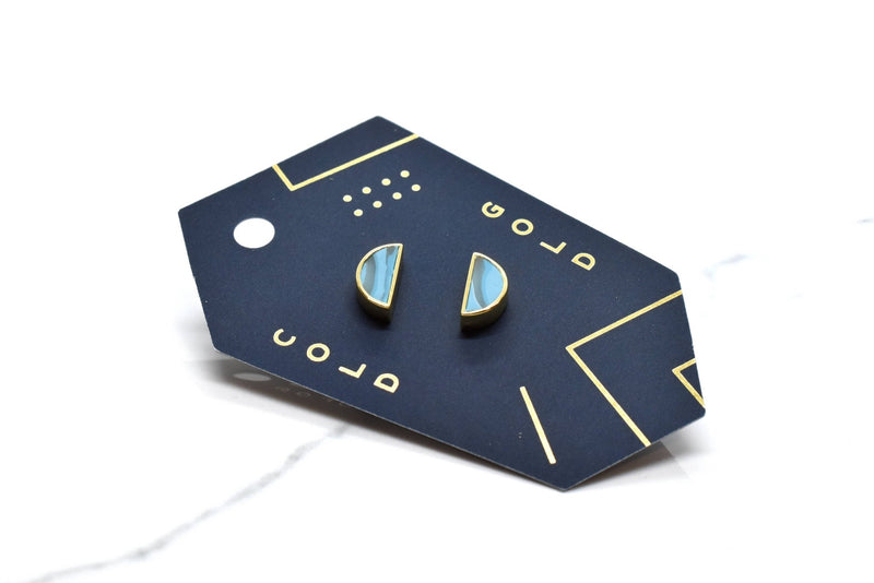 Aquamarine Gold Geometric Moon Earrings Earrings Cold Gold  Paper Skyscraper Gift Shop Charlotte