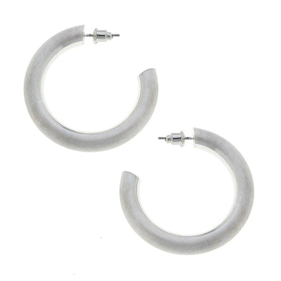 Arabella Hoop Earrings | Satin Silver  Canvas Style  Paper Skyscraper Gift Shop Charlotte