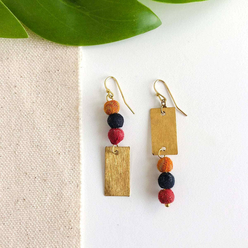 Asymmetric Kantha Earrings Jewelry World Finds  Paper Skyscraper Gift Shop Charlotte