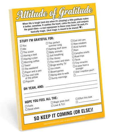 Attitude of Gratitude Nifty Note Pad  Knock Knock  Paper Skyscraper Gift Shop Charlotte