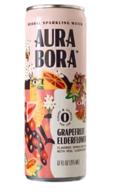 Aura Bora Grapefruit Elderflower Herbal Sparkling Water 12oz Drinks P10 Foods  Paper Skyscraper Gift Shop Charlotte