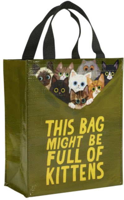 Bag Full of Kittens Handy Tote Tote Bags Blue Q  Paper Skyscraper Gift Shop Charlotte