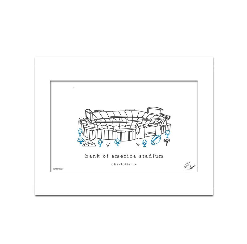 Bank of America Stadium Minimalist Decor NC Art: 11x14 Loose  Townsville Art  Paper Skyscraper Gift Shop Charlotte