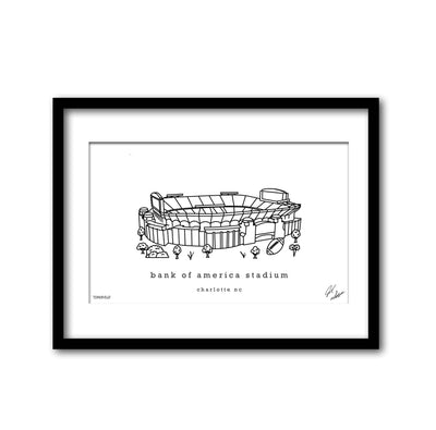 Bank of America Stadium Minimalist Decor NC Art: 11x14 Loose  Townsville Art  Paper Skyscraper Gift Shop Charlotte