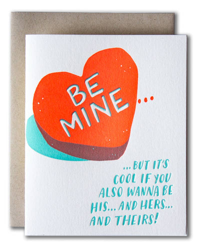 Be Mine Poly Relationship Card Cards Ladyfingers Letterpress  Paper Skyscraper Gift Shop Charlotte