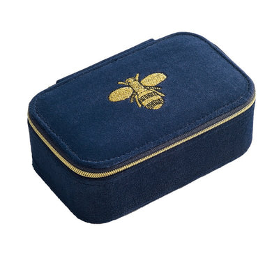 Bee Embroidery Mini Jewelry Box - Navy Jewelry Estella Bartlett Ltd  Paper Skyscraper Gift Shop Charlotte