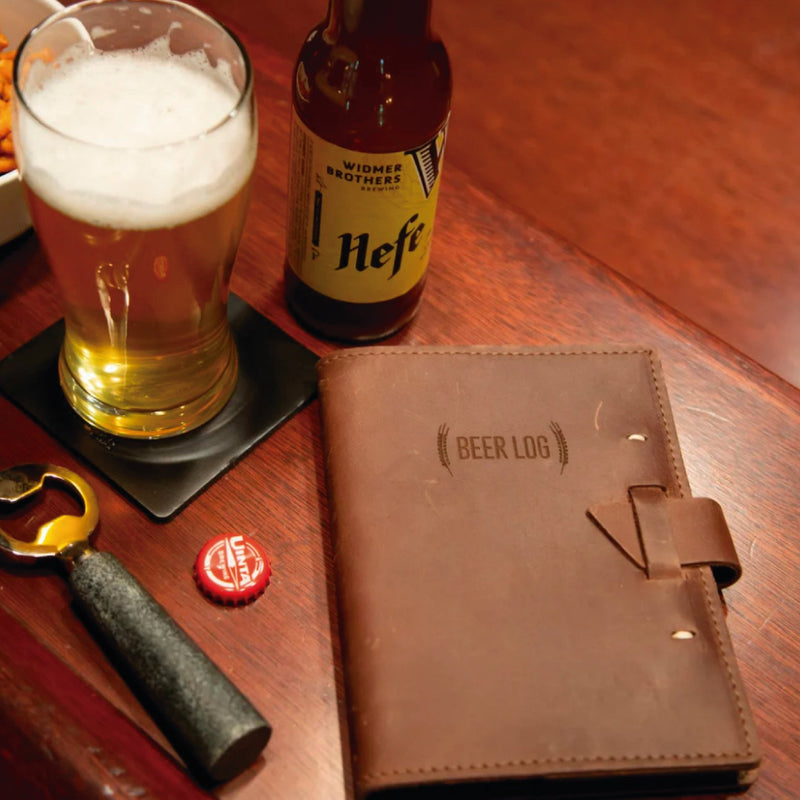 Beer Log - Buckskin Leather Notebooks Rustico  Paper Skyscraper Gift Shop Charlotte