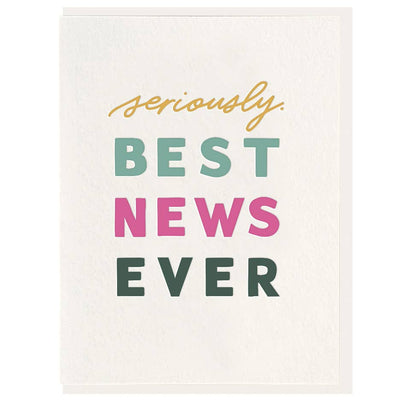 Best News Ever - Letterpress Congratulations Card  Dahlia Press  Paper Skyscraper Gift Shop Charlotte