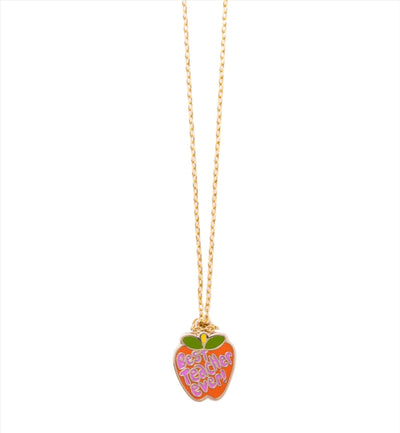 Best Teacher Ever Apple Pendant Necklace - 22k Gold Gilt  Yellow Owl Workshop  Paper Skyscraper Gift Shop Charlotte