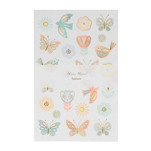 Birds & Butterflies Tattoo Sheets Stationery Meri Meri  Paper Skyscraper Gift Shop Charlotte